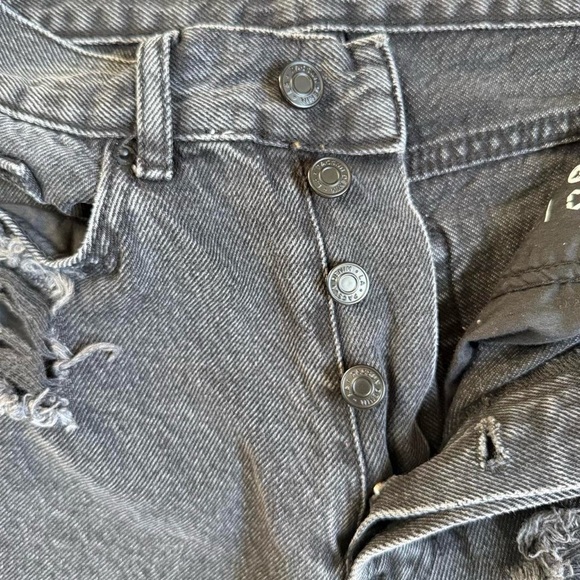 PacSun Black Distressed High Rise Slim Straight Jeans Size 24 Raw Hem - Picture 6 of 6